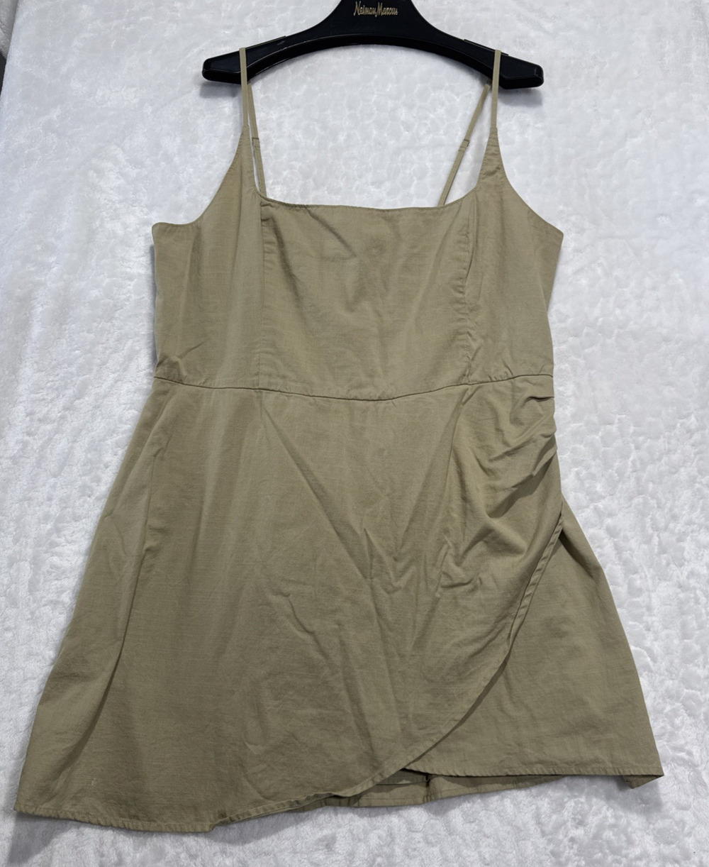 Abercrombie & Fitch Wrap Mini Dress Greenish Tan Womens XL Tall Summer Beach